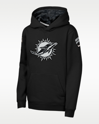 Miami Dolphins Salute to Service Sideline Club Big Kids' Pullover Hoodie