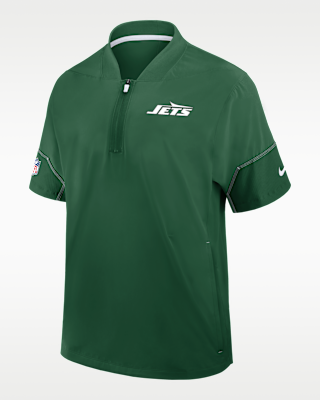 New York Jets Sideline Coach Men's 1/2-Zip Short-Sleeve Hooded Jacket