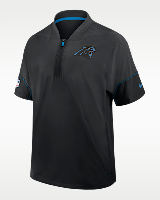 Carolina Panthers Sideline Coach Men's 1/2-Zip Short-Sleeve Hooded Jacket