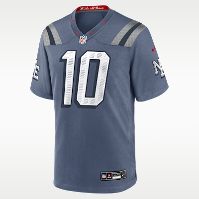 New England Patriots Drake Maye Rivalries Game Jersey - Blue